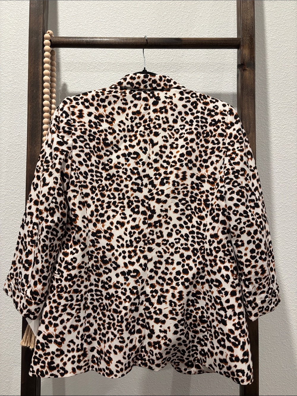 Bar III Leopard Print Blazer in White, Brown & Black - Picture 5 of 5